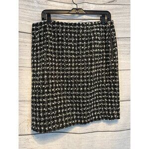 Halogen Black White Tweed Side Zip Skirt Size 12